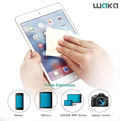 waka 10 Pack Upgraded Microfiber Cleaning Cloth, 6x7 Lint Free Cloth for Eyeglasses, Camera Lens, Cell Phones, LCD Screens, Computers, CD DVD, Eye Glass and Other Delicate Surfaces Wipes Cleaner