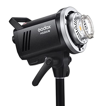 Godox MS300V 300Ws GN58 Compact Studio Strobe Flash Bowens Mount Monolight | LED Modeling Lamp, 2.4G Wireless, 0.1-1.8S Recycle Time, Flash Light for Studio,Portrait,Commerce Photography(MS300 Upgraded)