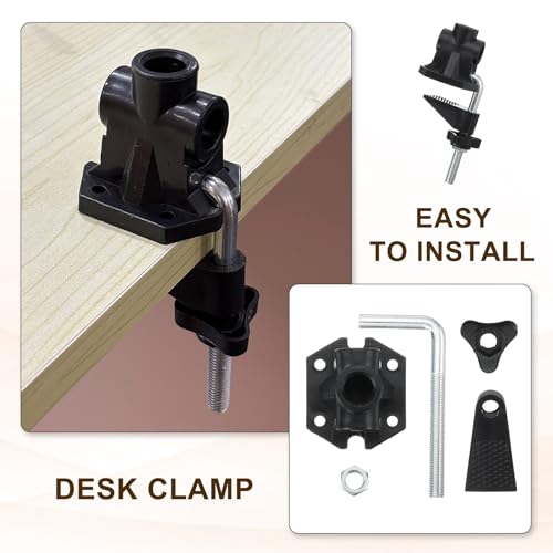 PATIKIL 0.47" Hole Dia. Desk Clamp, 2 Pcs Universal C-Clamp Base with Adjustable Screw for Microphone Mic Arm Table Lamp Mount Holder, Black