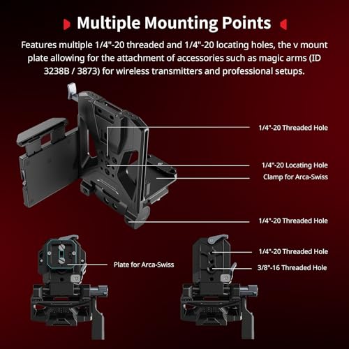SMALLRIG Foldable V Mount Battery Plate Kit Pro, w/QR Plate for Arca, LCD Screen Protection Bracket & Cable Clips, All-in One Compact Camera Video Rig for Mirrorless/DSLR, for NEEWER V Mount Battery - style: Pro