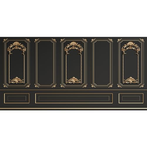 Leyiyi 20x10ft Vinyl Gold Black Vintage Room Inside Backdrop European Frame Modern House French Castle Cementery Wall Retro Style Photo Background Cowboy Kids Birthday Portrait Studio Props - color: Black, size: 20x10ft