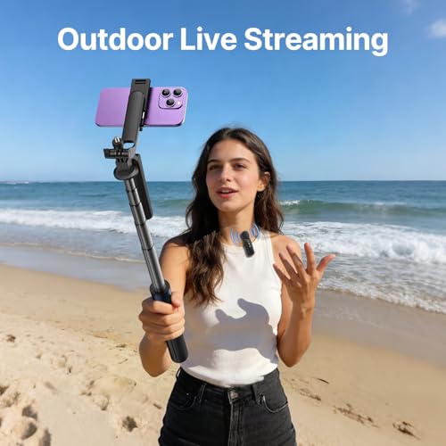 yAyusi Vlogging Kit for iPhone/Android, 70.9" Extendable Selfie Stick Tripod for iPhone with Light, Remote Control ＆ Microphone for TikTok/YouTube/Content Creator Essentials Starter Kit