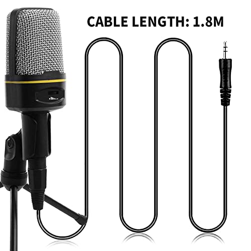 SF-920 Professional Condenser Microphone 3.5mm Corded Studio Capacitive Mic with Tripod Stand for PC Desktop Computer Gaming Condenser Microphone with Adjustable Holder