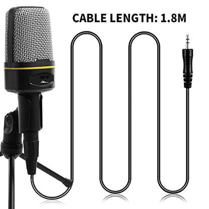 SF-920 Professional Condenser Microphone 3.5mm Corded Studio Capacitive Mic with Tripod Stand for PC Desktop Computer Gaming Condenser Microphone with Adjustable Holder