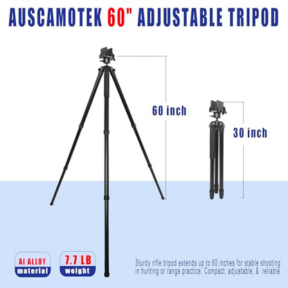 Aluminum Hunting Tripod Shooting Stick with 360° Ball Head and Phone Holder – Adjustable Height Shooting Rest Stand with Backpack Hook for Turkey, Deer, and Target Practice