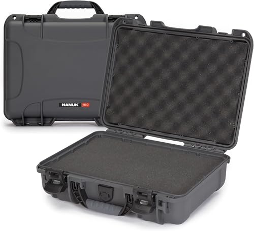 NANUK 910 Hard Case with Customizable Cubed Foam, IP67 Waterproof, Dustproof and Impact Resistant, 14.3” x 11.1” x 4.7”, Rugged Construction for Ultimate Protection, Made in Canada – Graphite - color: Graphite, style: Cubed Foam