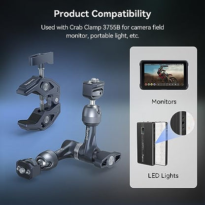 SMALLRIG 7" Rosette Magic Arm, Camera Monitor Mount, Articulating Arm with 1/4"-20 Screws and Anti-Twist Pins, Max Load Capacity 3.5kg Friction Arm, for Cameras, Monitors, LED Lights and Phones - size: 7" (Regular)