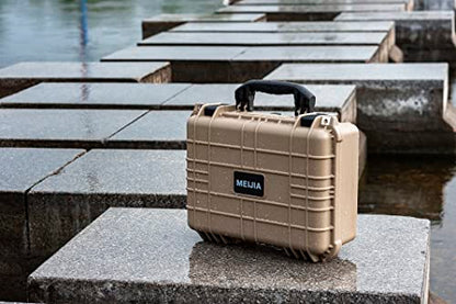 MEIJIA Portable All Weather Waterproof Camera Case With Foam,Fit Use of Drones,Camera,Equipments,Pistols,15.98x12.99x6.85inches - color: Desert Tan