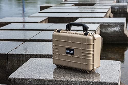 MEIJIA Portable All Weather Waterproof Camera Case With Foam,Fit Use of Drones,Camera,Equipments,Pistols,15.98x12.99x6.85inches - color: Desert Tan