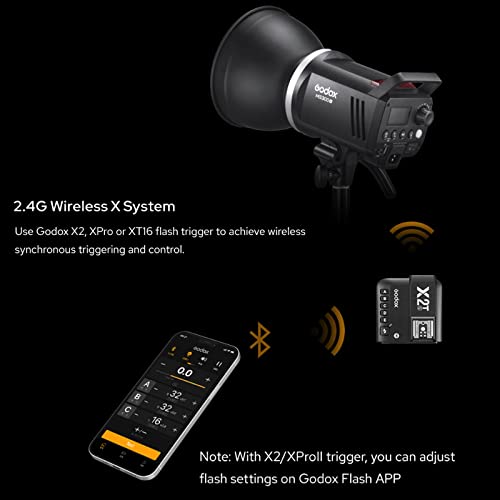 Godox MS300V 300Ws GN58 Compact Studio Strobe Flash Bowens Mount Monolight | LED Modeling Lamp, 2.4G Wireless, 0.1-1.8S Recycle Time, Flash Light for Studio,Portrait,Commerce Photography(MS300 Upgraded)