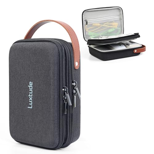 Luxtude Charger Organizer Travel Case, Double Layer Electronics Organizers, Hard Shell Zipper Case for Electronics, Travel Essentials, Black (External Size 8.5 x 5.9 x 3.1 Inch) - color: Black, size: Medium