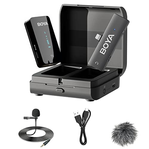 BOYA Wireless Lavalier Microphone for iPhone - Plug Play MFi Lightning Microphone with Charging Case, Mono/Stereo Clip on Lapel Mic for Video Recording, YouTube, Vlogging, Live Streaming - color: K3