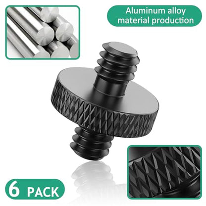 1/4 Male to 1/4 Male Threaded Tripod Screw Adapter - 6 Pcs (Black) for DSLR, Mic Stand, Camera Cage & Shoulder Mount - color: 1/4-1/4 Male