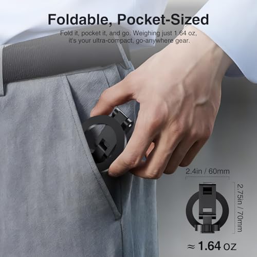 elitehood Magsafe Tripod Mount Adapter with 1/4” Screw & Hot Shoe, Lightweight Compact Cell Phone Tripod Mount for Camera, iPhone Camera Holder with Dual Hinges for iPhone 17 16 15 14 13 Series - size: 2.5 inches arm with Cold Shoe Base