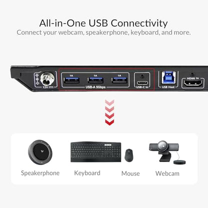 AV Access Conference Docking Station for Meeting Room, 4K Presentation Switch System Screen Mirroring, HDMI & USB C 4K Input, Hybrid Conference System, 3 USB 3.0 Ports for Webcam and Speakerphone