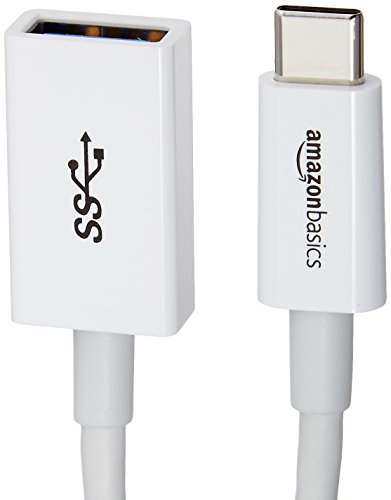 Amazon Basics USB-C to USB-A 3.1 Gen1 Female Adapter Cable Converter, 5Gbps High-Speed, USB-IF Certified, Fast Charging and Data Transfer, for Laptops, Tablets, Phones (iPhone 16/15), White - color: White