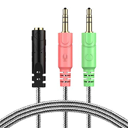 MillSO Headset Adapter 3.3 Feet 3.5mm Audio Jack Y Cable Headphone Adapter 1x 3.5mm Female to 2X 3.5mm Male Headset Adapter for Double-Jacks PC - size: 1 Pack / 3.3 Feet