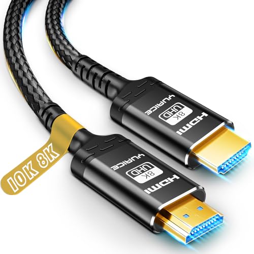 10K 8K HDMI Cable, 1.5FT, 3.3FT, 6.6FT, 10FT, 16FT, 20FT, 25FT Heavy Duty High-Speed Braided HDMI Cable, Professional HDMI Cord, 48Gbps, 4K@120Hz, 8K@60Hz, HDR, DTS:X, HDCP 2.2/2.3 - size: 8K-1.5FT