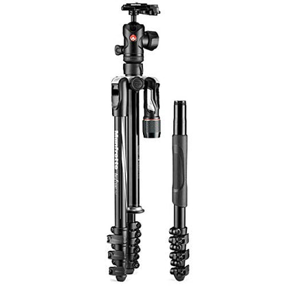 Manfrotto MKBFRLA4B-BHM Befree Advanced 2N1 Travel Tripod with Monopod, Lever Lock, Tripod Bag, Plate and Ball Head Included for Canon, Nikon, Sony, DSLR, CSC, Mirrorless, Up to 9 kg, Aluminium - style: 2 in 1 - Twist Black
