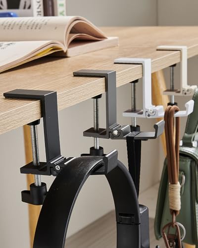 JAKO Aluminum Alloy Headphone Stand for Desk, Foldable Headphone Holder - Headset Stand Hook Mount, PC Gaming Headset Holder Under Desk Clamp for Office, Computer, Student Class Table, Handmade Table - color: Grey