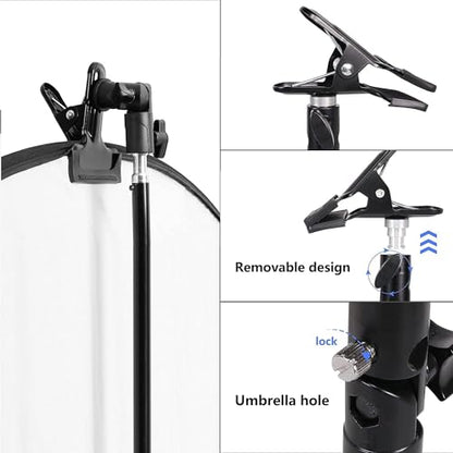 2 PCS Heavy Duty Metal Clamp Holder with 5/8" Light Stand Attachment Reflector Clamp with Umbrella Hole and Screw Mount for Photo Studio Reflectors | Reflector Clamp, Umbrella Hole, Screw Mount, Photo Studio Reflectors