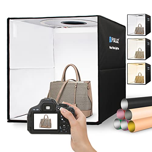 Portable Photo Studio Light Box, PULUZ 16"x16" Professional Dimmable Shooting Tent Kit with 160 LEDs Lights & 6 Kinds Double-Sided Color Backgrounds for Product Photography - size: 16*16 Inch