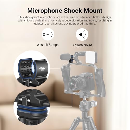 NEEWER Microphone Holder with Cold Shoe Adapter, Noise Reducing Shock Absorbing Mic Mount Accessories with Built in Silicone Pads, for Mics of 0.7" to 1" (19 to 25mm) in Diameter, MH3 - style: MH3