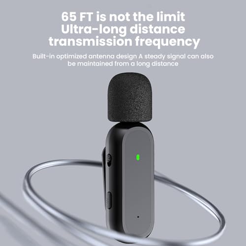 JoyGeek Wireless Lavalier Microphone with Charging Case, Noise Canceling Microphone, Professional Wireless Lavalier Mini Mic for iPhone Samsung Android Smartphone Vlog Live Recording,Audio & Video