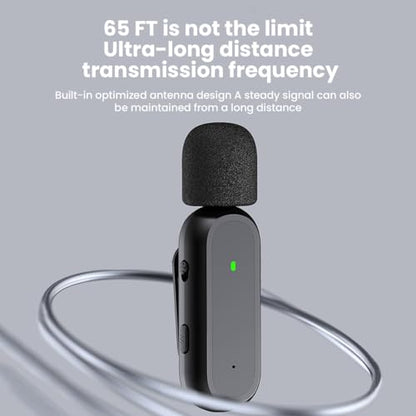 JoyGeek Wireless Lavalier Microphone with Charging Case, Noise Canceling Microphone, Professional Wireless Lavalier Mini Mic for iPhone Samsung Android Smartphone Vlog Live Recording,Audio & Video