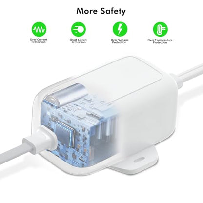 delilyn 25ft/7.5m Power Cable Compatible with Google Nest Cam Outdoor or Indoor, Battery(2nd Gen), Weatherproof 5V 2A Charging Cable for Nest Cam Continuously with One-Piece Molding Adapter