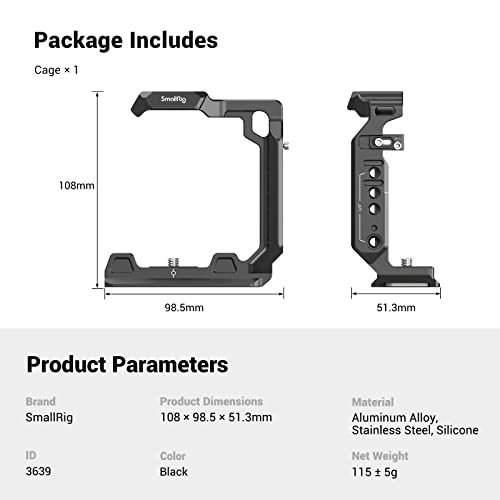 SmallRig Camera Half Cage for Sony Alpha 7 V/Alpha 7R V/Alpha 7 IV/Alpha 7S III/Alpha 1 / Alpha 7R IV - 3639