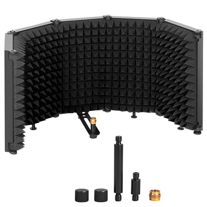 Microphone Stand With Isolation Shield,Recording Studio Equipment With Foldable Mic Shield With Sound Insulation For Recording Studio, Podcasts,Broadcasting - size: Standard Edition