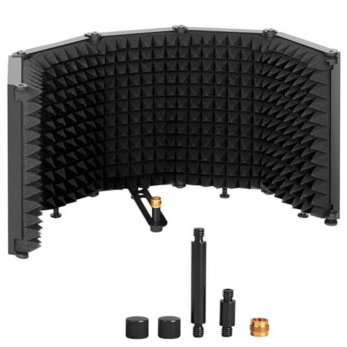 Microphone Stand With Isolation Shield,Recording Studio Equipment With Foldable Mic Shield With Sound Insulation For Recording Studio, Podcasts,Broadcasting - size: Standard Edition