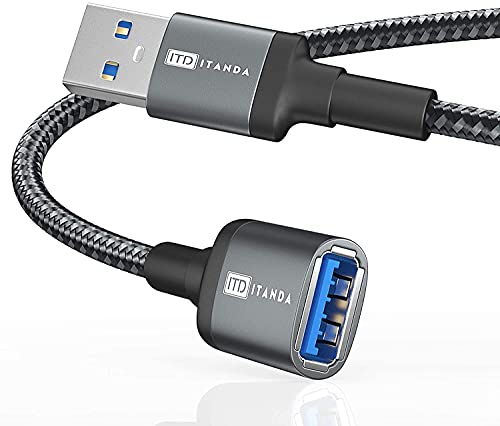 ITD ITANDA 3FT USB Extension Cable USB 3.0 Extension Cord Type A Male to Female 5Gbps Data Transfer for Keyboard, Mouse, PlayStation, Xbox, Flash Drive, Printer, Camera and More, Grey - color: Grey, size: 3 FT