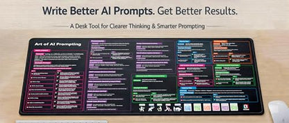 AI Prompts Desk Mat | How to Write an Effective Prompt Using Chatgpt, Copilot Cheat Sheet Large Desk Pad for Keyboard and Mouse | Chat GPT Prompts Mouse Pad 16x32 in - size: 16" × 32"
