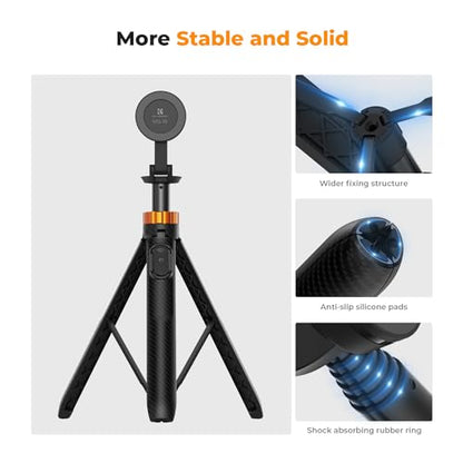 K&F CONCEPT 63'' Magnetic Selfie Stick Tripod, Lightweight Cellphone Stand with Wireless Remote, Compatible with iPhone 17 Pro Max/16/15/14/13/12 Series and All Phones - color: Black Orange