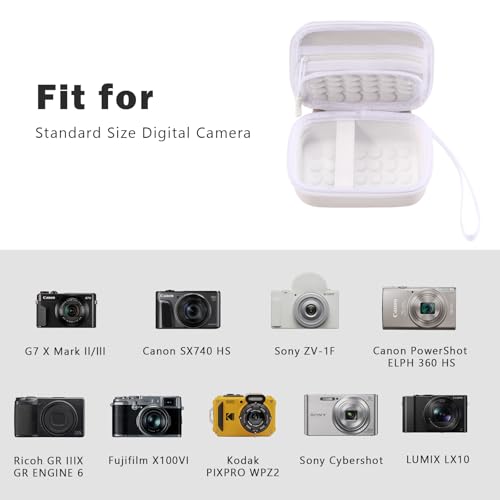 ProCase Hard Shell Digital Camera Case for Canon G7X Mark III Mark II, Sony Cybershot, PowerShot SX740, Ricoh GR III, Kodak Pixpro, Compact 4K Vlogging Small Cameras Travel Carrying Storage Bag -Blue - color: White