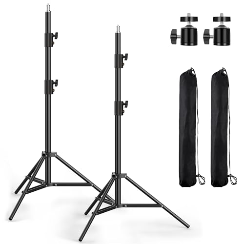 Photography Light Stand, 110"/9.2ft/280cm Portable Reverse Folding Tripod with Travel Bag Aluminum Heavy Duty for Camera,Video,Softboxes,Umbrell,Wedding Outdoor Video Shooting （2 Pack） - color: Black-2 Pack