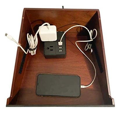 G.U.S. Laptop Stand and Organizer with Built-in Power Hub and Dry Erase Board. Perfect for Work from Home. Multifunctional and Sturdy with Redesigned Stand. (Walnut)