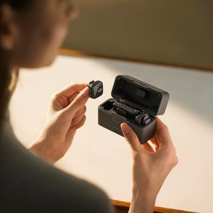 DJI Mic Mini (2 TX + 1 RX + Charging Case), Wireless Lavalier Microphone for iPhone/Camera/Android, Ultralight, Detail-Rich Audio, 48h Use, Noise Cancelling, Automatic Limiting, Vlog, Streaming - style: Mic Mini (2 TX + 1 RX + Charging Case)