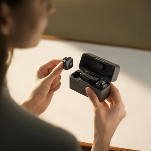 DJI Mic Mini (2 TX + 1 RX + Charging Case), Wireless Lavalier Microphone for iPhone/Camera/Android, Ultralight, Detail-Rich Audio, 48h Use, Noise Cancelling, Automatic Limiting, Vlog, Streaming - style: Mic Mini (2 TX + 1 RX + Charging Case)