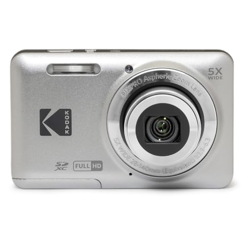 KODAK PIXPRO FZ55-GRY 16MP CMOS Sensor Digital Camera 5X Optical Zoom 28mm Wide Angle 1080P Full HD Video 2.7" LCD Vlogging Camera, Gray - color: Gray