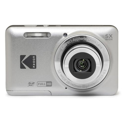 KODAK PIXPRO FZ55-GRY 16MP CMOS Sensor Digital Camera 5X Optical Zoom 28mm Wide Angle 1080P Full HD Video 2.7" LCD Vlogging Camera, Gray - color: Gray