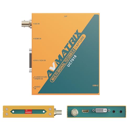 AVMATRIX UC7018 USB 3.0 Multi-Input Capture Card – SDI, HDMI, VGA, DVI, CVBS to USB for Live Streaming, Security Cameras & Teaching – 1080p60 Plug and Play with OBS, Zoom, Windows/Mac/Linux - color: UC7018