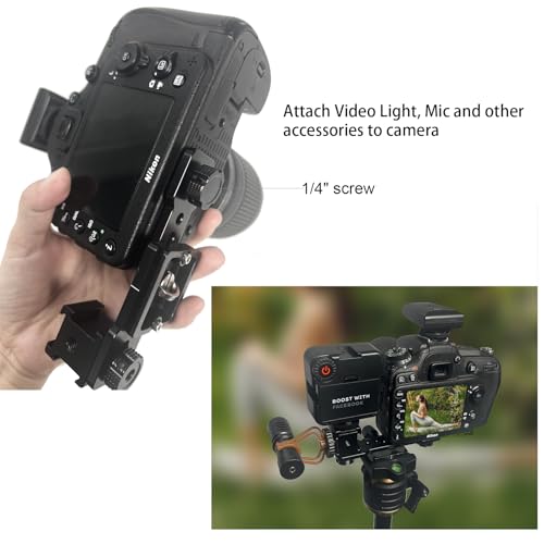 3 Port Cold Shoe Mount Plate for Camera LED Monitor Microphone etc., Aluminum Camera Triple Cold Shoe Extension Bracket Compatible with DJI OSMO Mobile 7P/67/SE, Zhiyun 5S/4/ Feiyu Gimbal Stabilizer