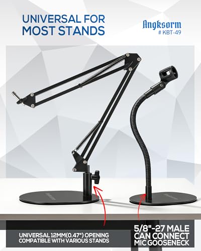 Low Profile Desktop Mic Stand Weighted Base Table Mount For Microphone Suspension Boom Scissor Gooseneck Arm Stand Holder with Adjustable Screw - KBT-49 Metal Base - size: KBT-49 Metal Base