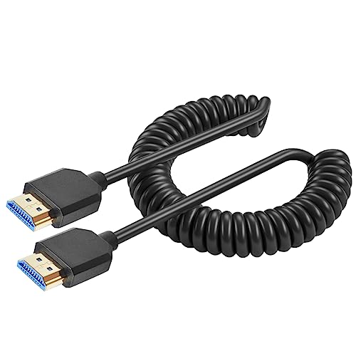 Duttek 8K Coiled HDMI Cable 3FT- 6FT, HDMI 2.1 Cable Coiled 48Gbps, Extreme Thin HDMI Male to Male Cable Supports 8K@60Hz, 4K@120Hz for Monitor, Laptop, PC, TV - style: HDMI Male to Male 6FT/1.8M