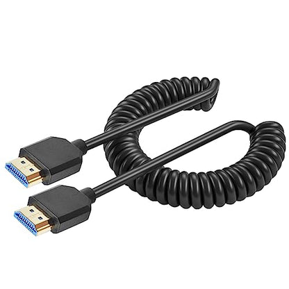 Duttek 8K Coiled HDMI Cable 3FT- 6FT, HDMI 2.1 Cable Coiled 48Gbps, Extreme Thin HDMI Male to Male Cable Supports 8K@60Hz, 4K@120Hz for Monitor, Laptop, PC, TV - style: HDMI Male to Male 6FT/1.8M