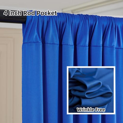 10ftx12ft Wrinkle Free Royal Blue Backdrop Curtain, 2 Panels 12FT Height Royal Blue Wedding Backdrop Drapes, Silky Polyester Back Drop Cloth for Birthday Photography Background Party - color: Royal blue, size: W5' x H12'(2 panels)