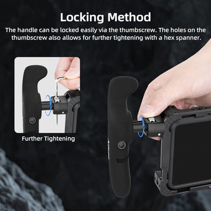 Nitze Side Handle Kit with 1/4" Screw and Retractable Locating Pins, 360° Adjustable Left and Right Side Handles for Smartphone/iPad/Monitor/Camera Cages - PA32D